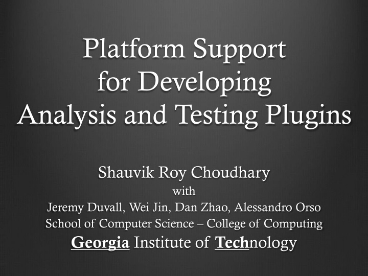 platform support for developing analysis