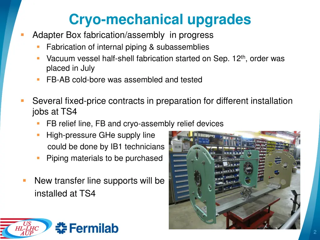 cryo mechanical upgrades adapter box fabrication