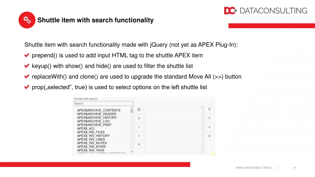 shuttle item with search functionality 1