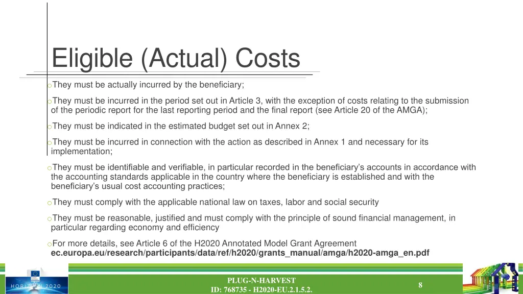 eligible actual costs