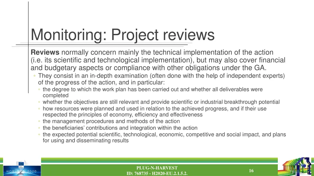 monitoring project reviews