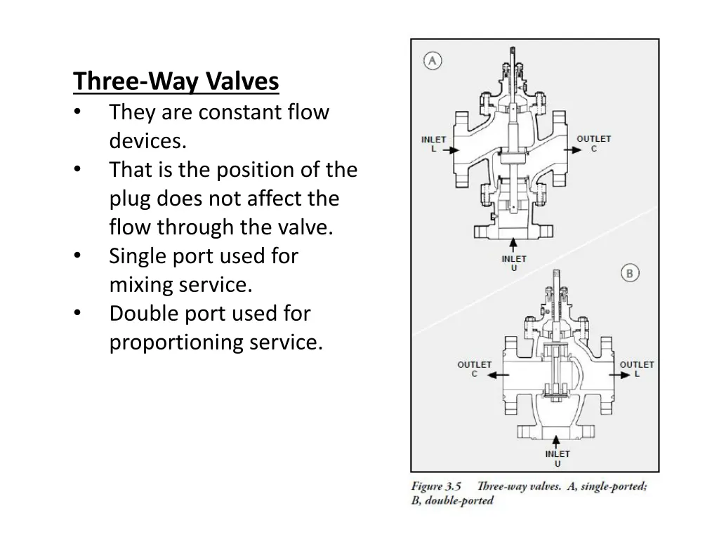 three way valves they are constant flow devices