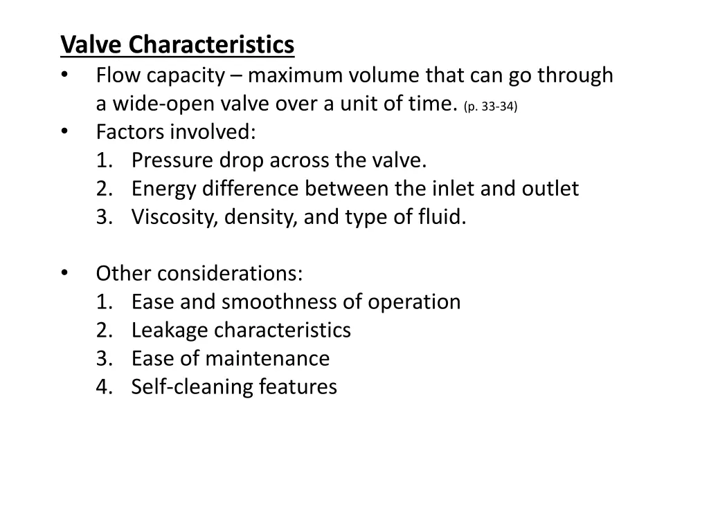 valve characteristics flow capacity maximum