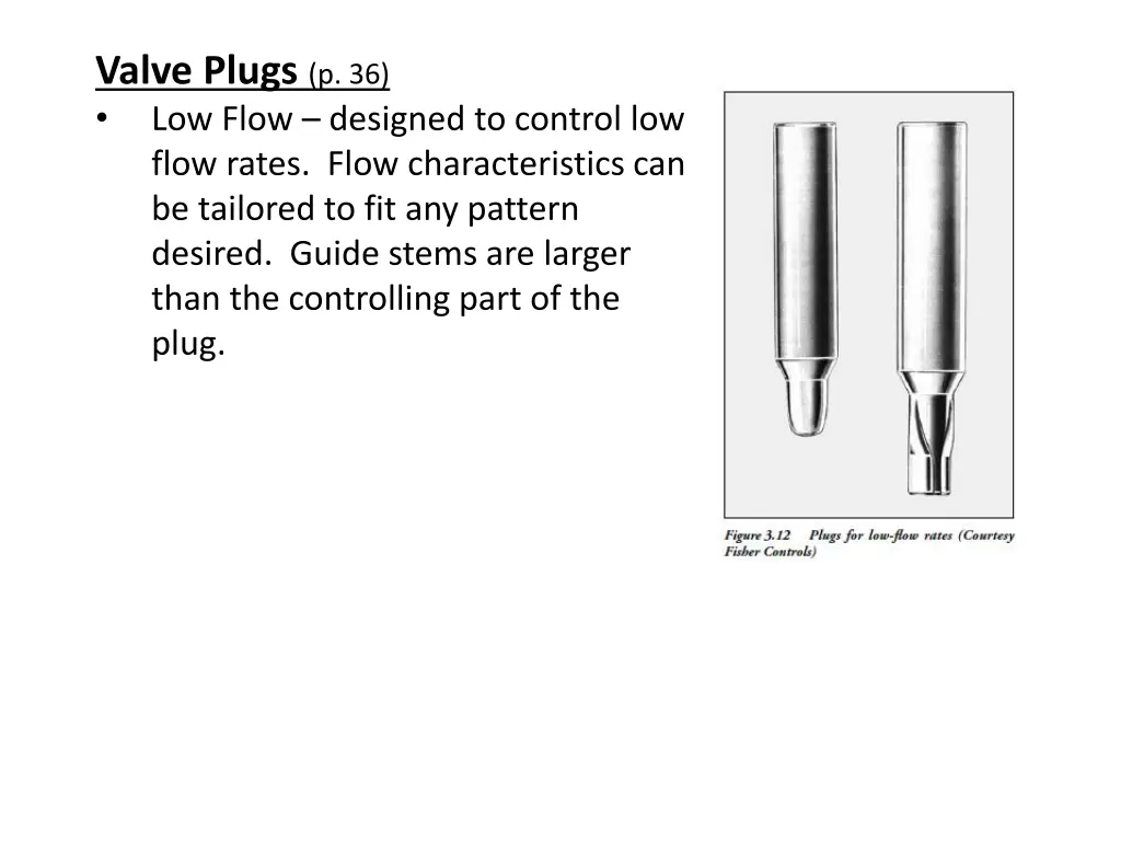 valve plugs p 36 low flow designed to control