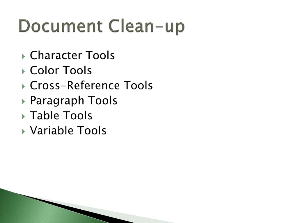 character tools color tools cross reference tools