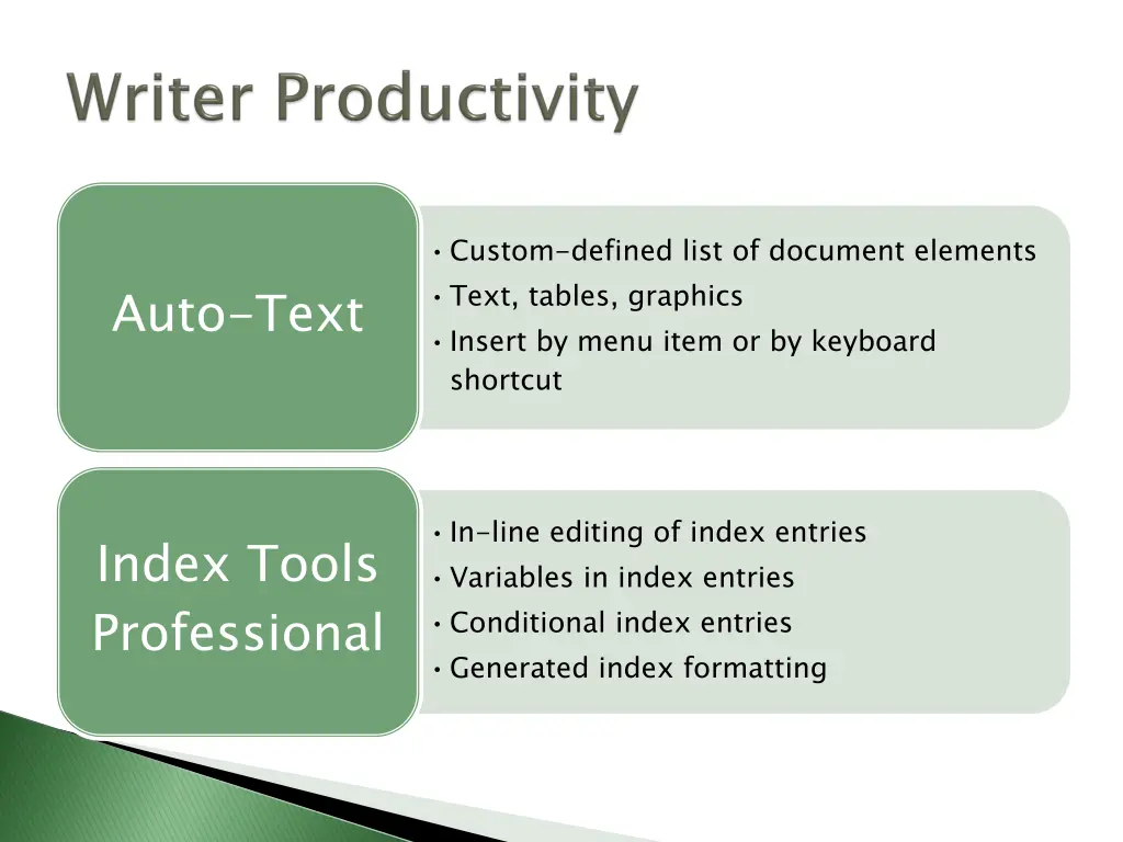 custom defined list of document elements text