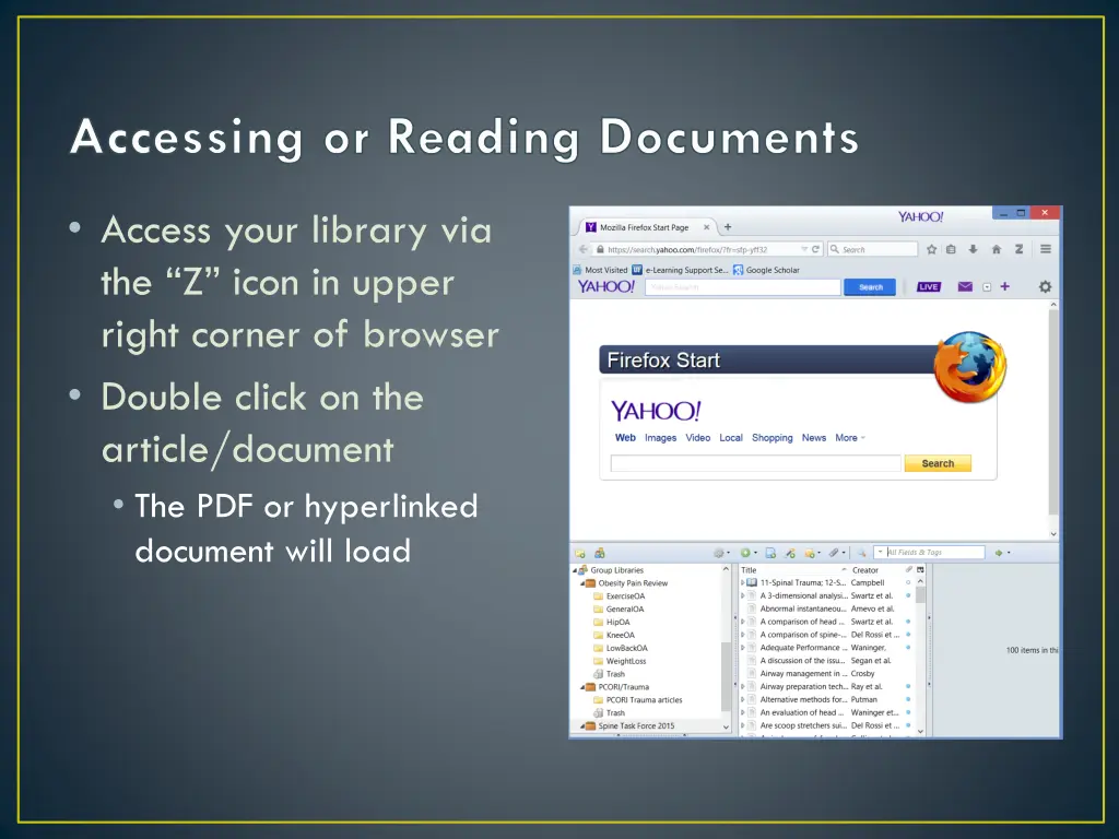 accessing or reading documents