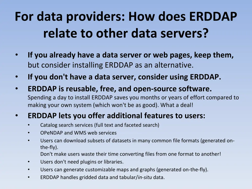 for data providers how does erddap relate