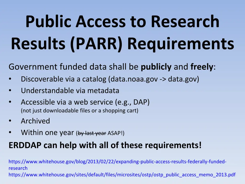 public access to research results parr