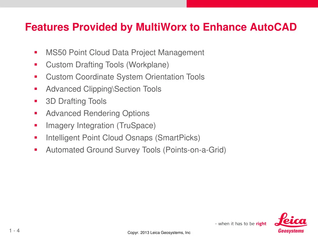 features provided by multiworx to enhance autocad