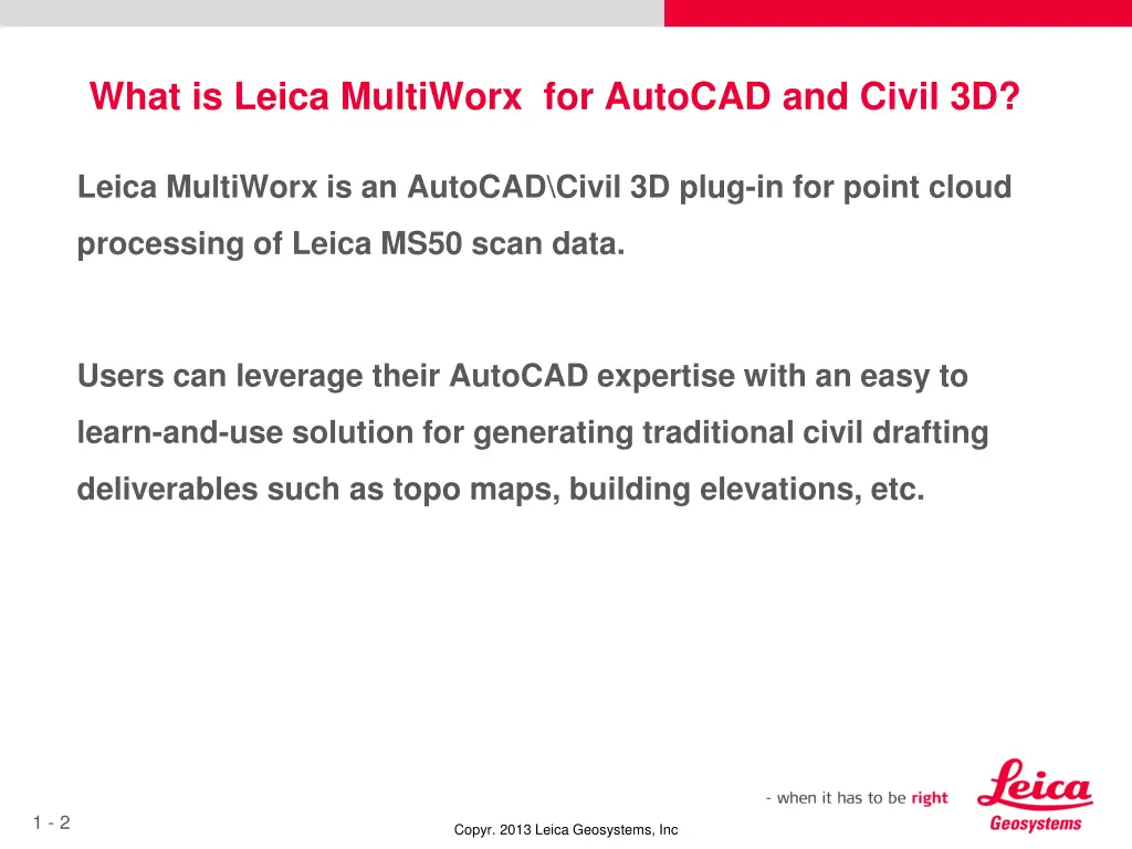 what is leica multiworx for autocad and civil 3d