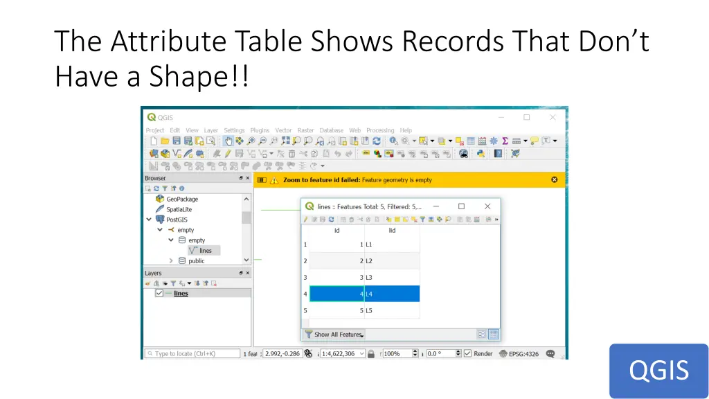 the attribute table shows records that don t have