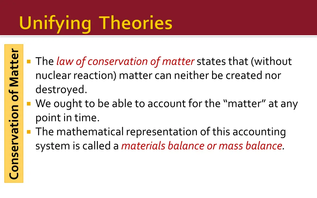 conservation of matter