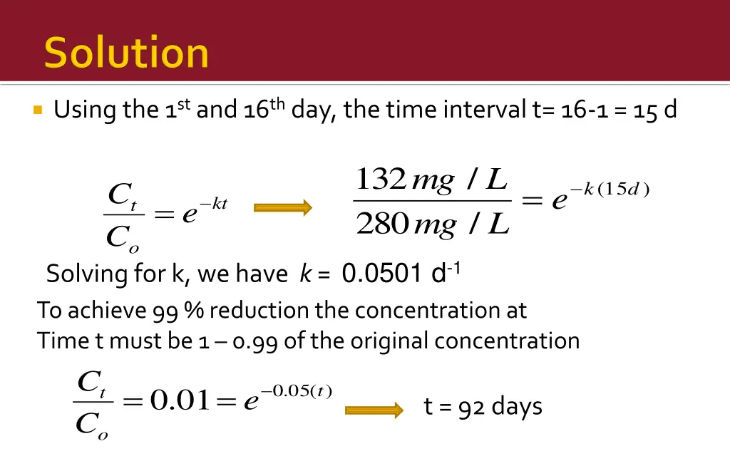 using the 1 st and 16 th day the time interval