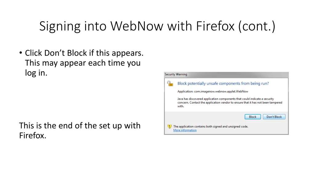 signing into webnow with firefox cont 1