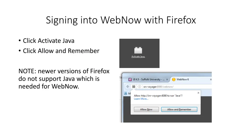 signing into webnow with firefox