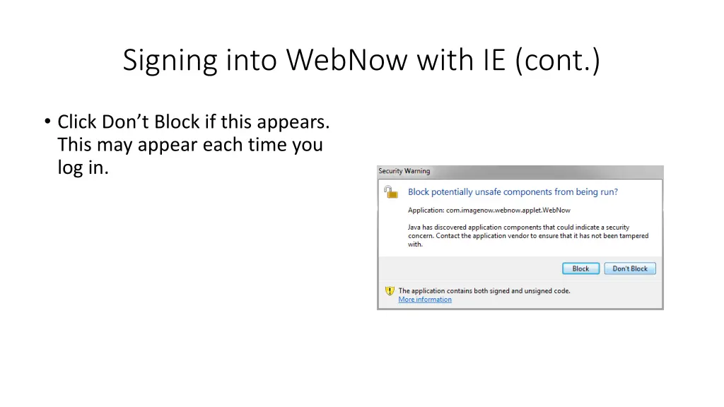 signing into webnow with ie cont 1