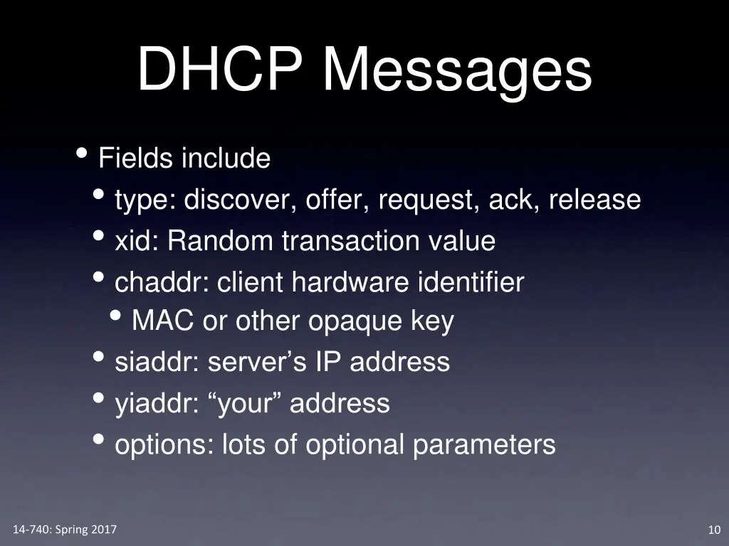 dhcp messages