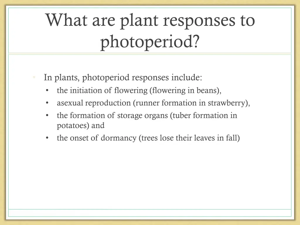 what are plant responses to photoperiod