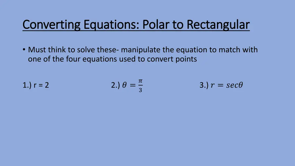 converting equations polar to rectangular