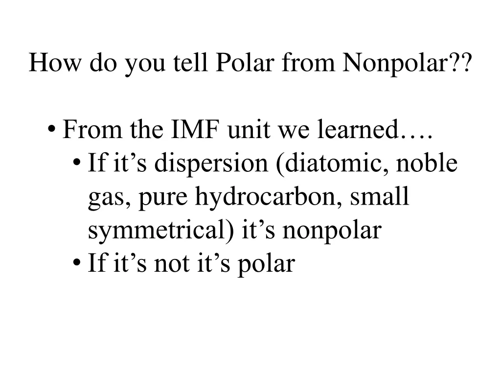 how do you tell polar from nonpolar