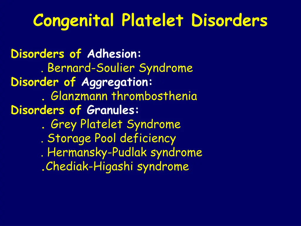 congenital platelet disorders