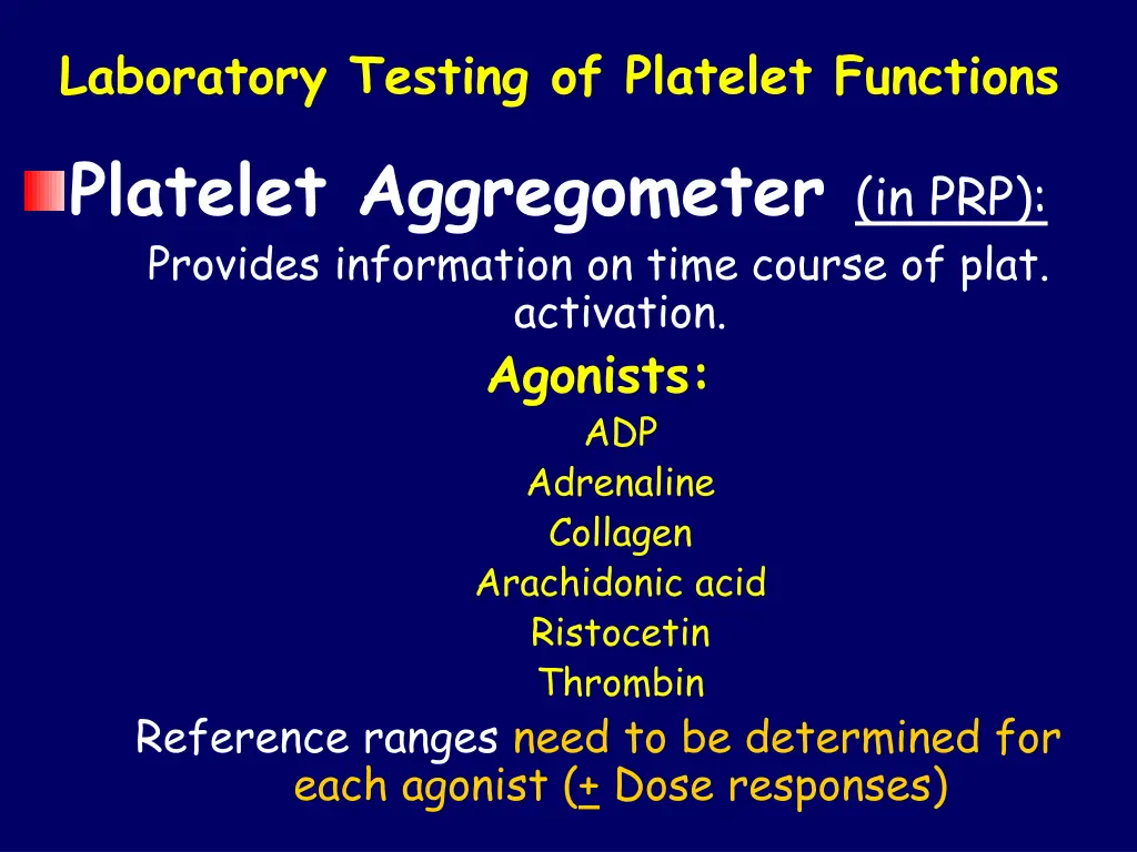 laboratory testing of platelet functions platelet 1