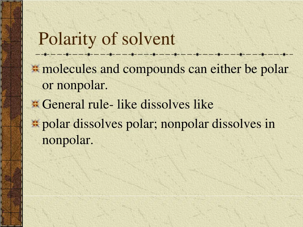 polarity of solvent