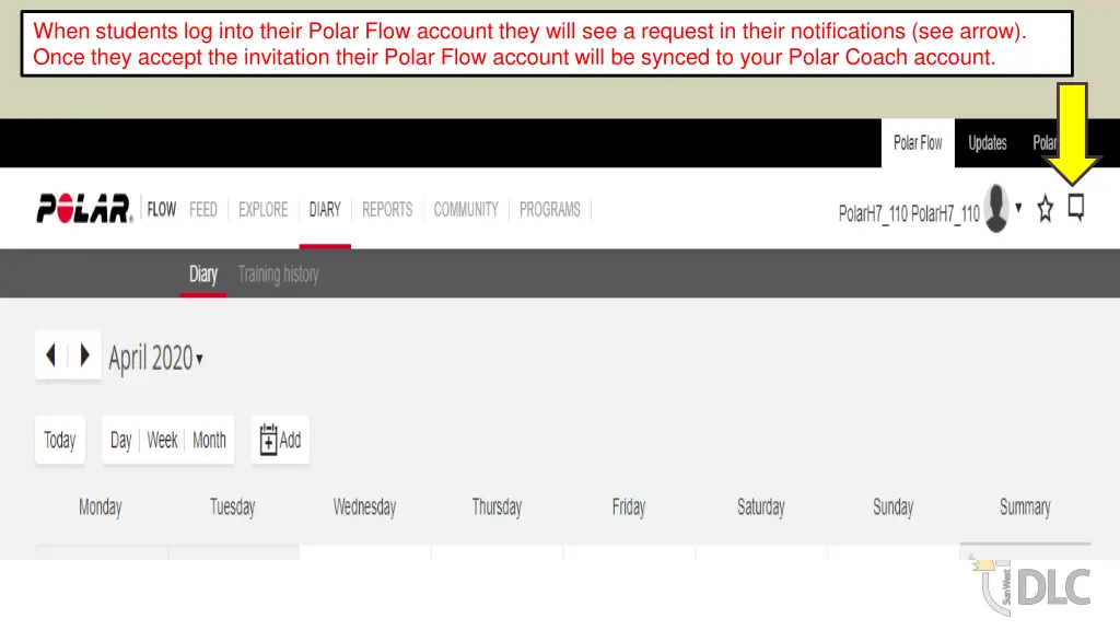 when students log into their polar flow account