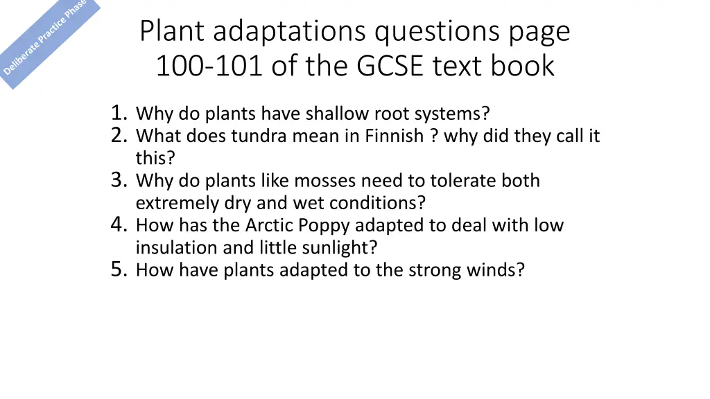 plant adaptations questions page