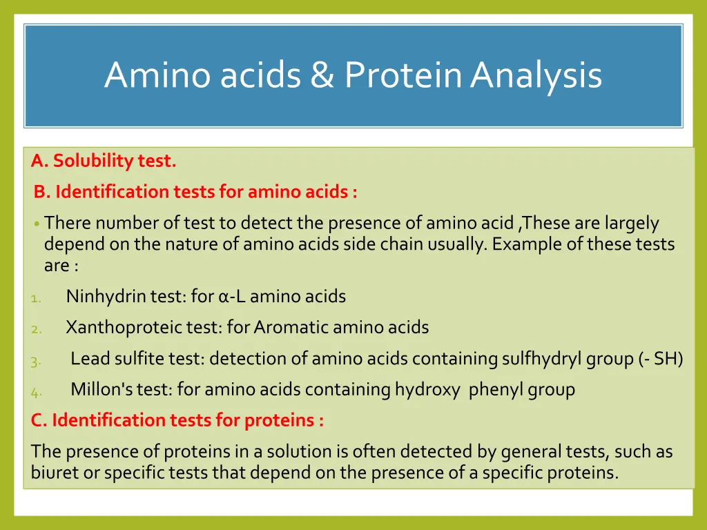 amino acids protein analysis