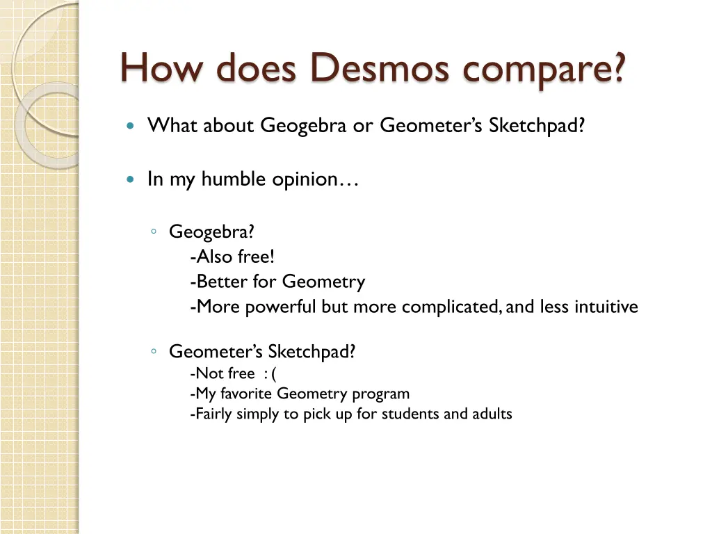 how does desmos compare