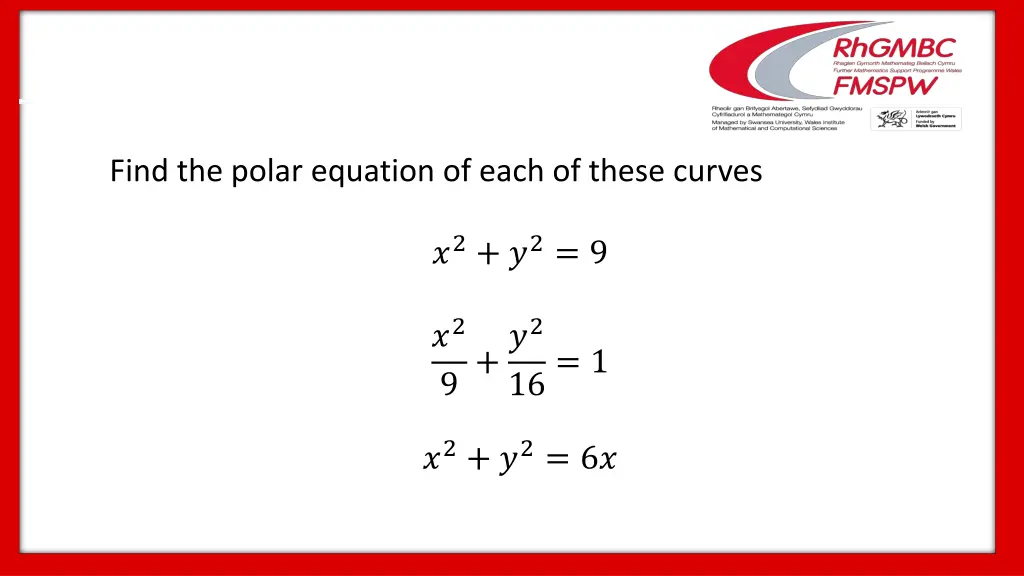 find the polar equation of each of these curves