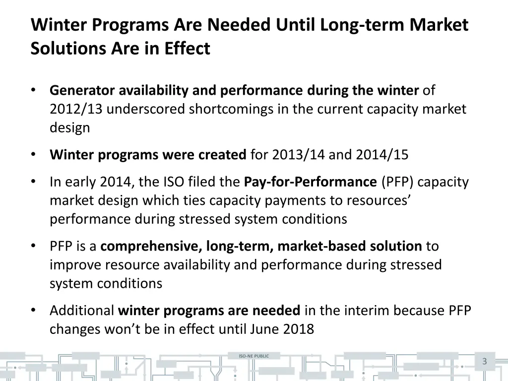 winter programs are needed until long term market