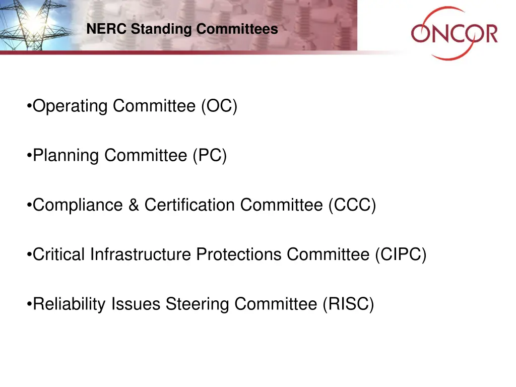 nerc standing committees