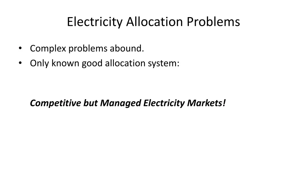 electricity allocation problems