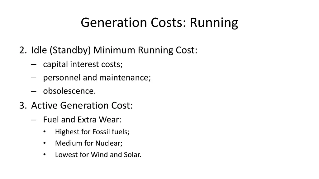 generation costs running