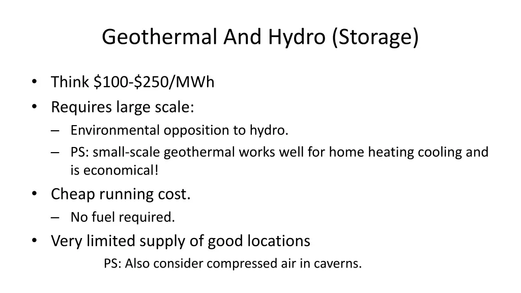 geothermal and hydro storage