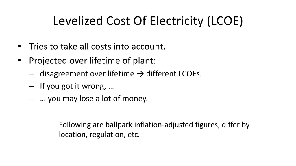 levelized cost of electricity lcoe