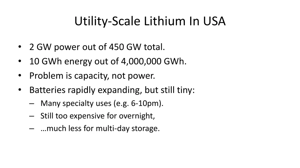 utility scale lithium in usa