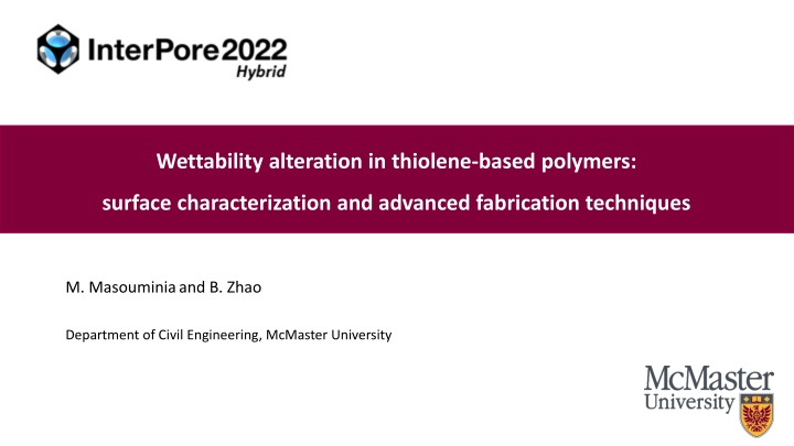 wettability alteration in thiolene based polymers