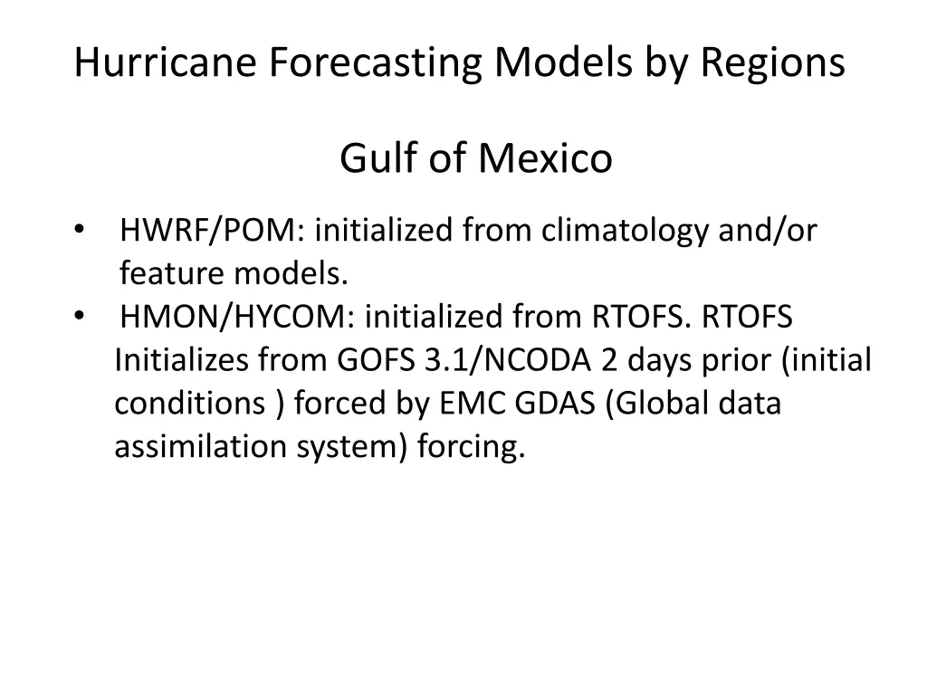 hurricane forecasting models by regions