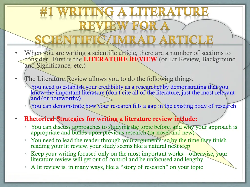 1 writing a literature review for a scientific