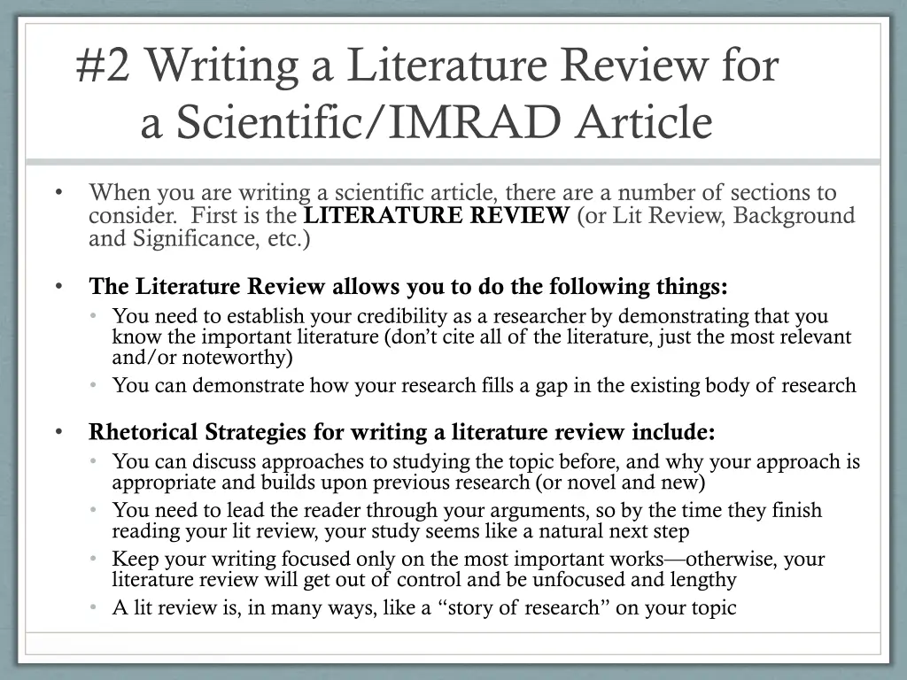 2 writing a literature review for a scientific