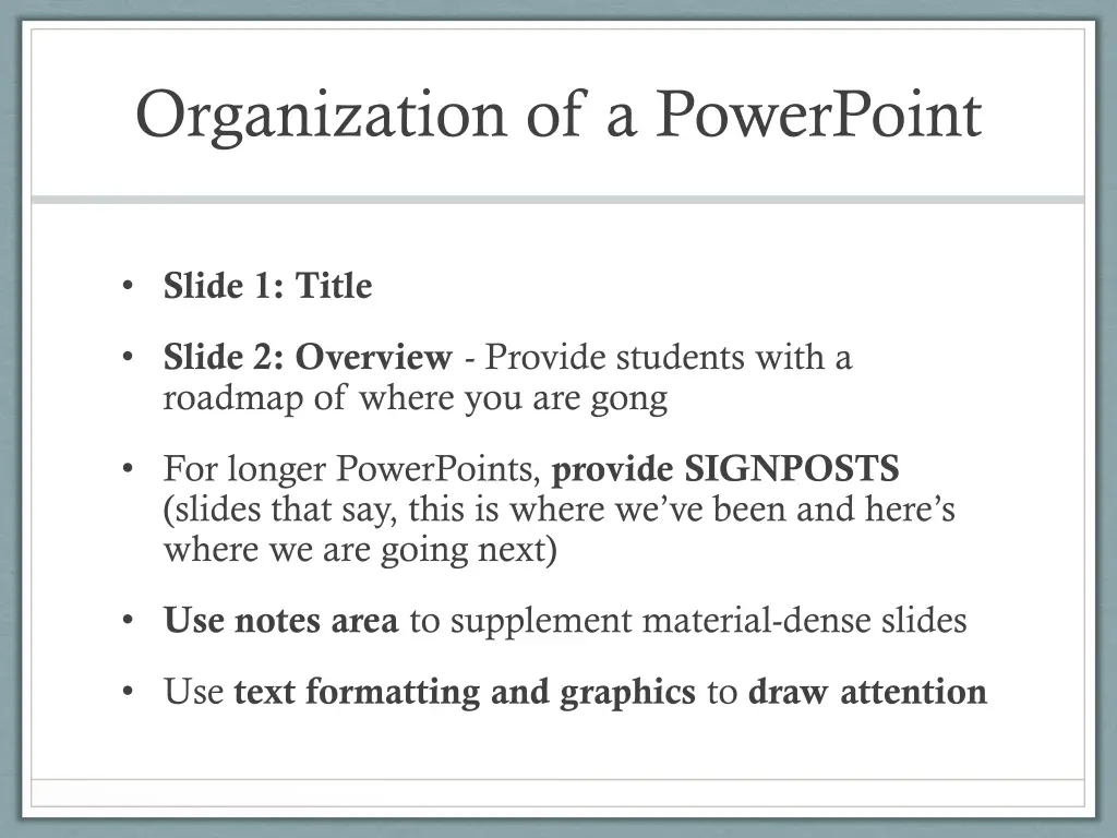 organization of a powerpoint