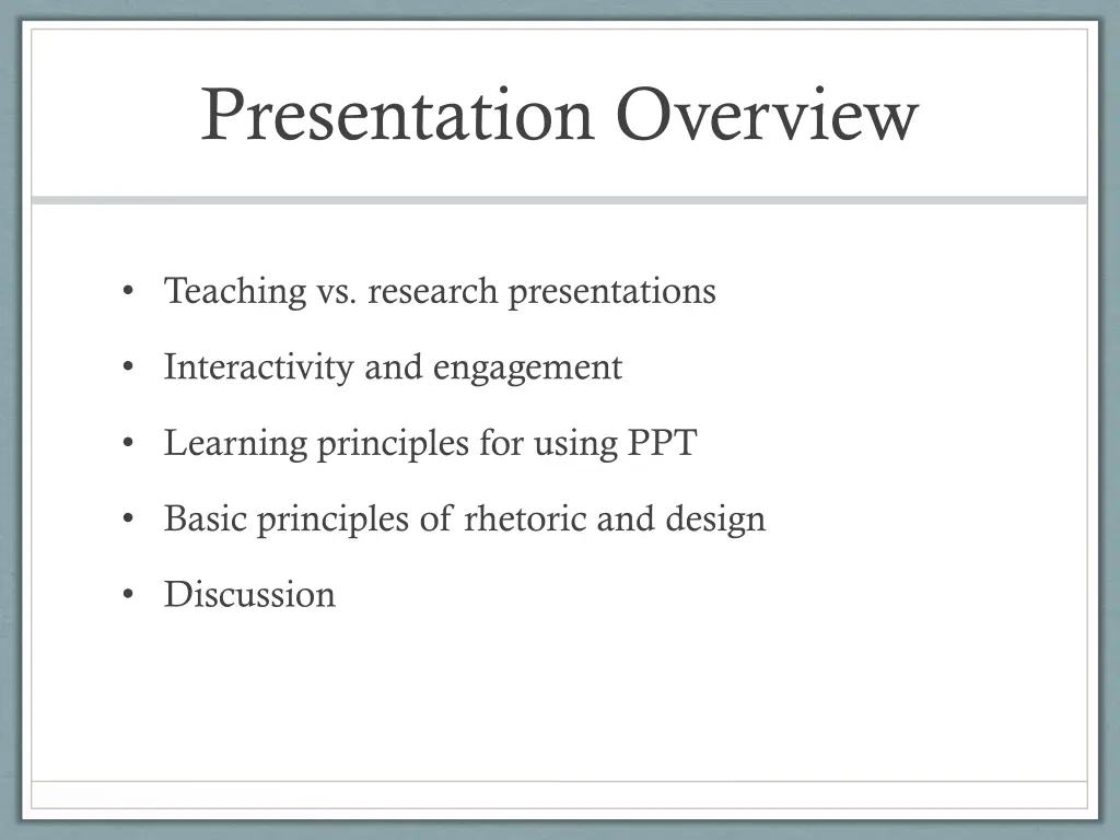 presentation overview