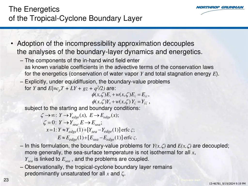 the energetics of the tropical cyclone boundary