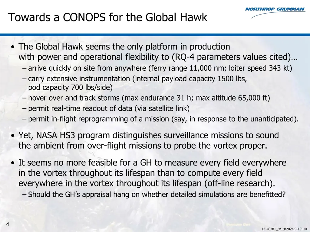 towards a conops for the global hawk