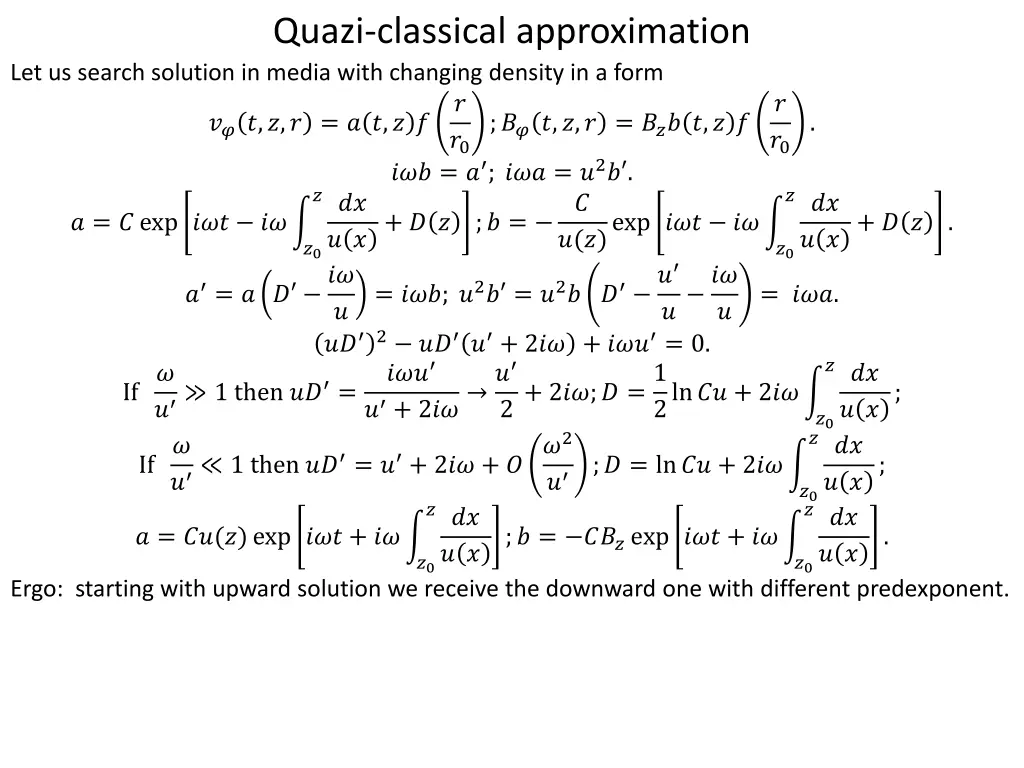 quazi classical approximation