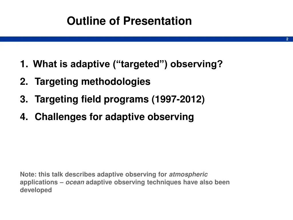 outline of presentation